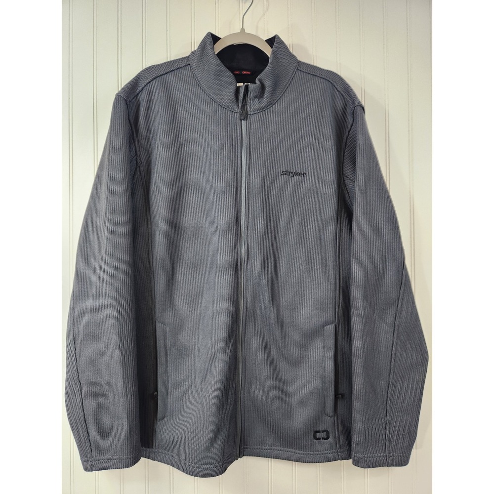 OGIO Stryker Men 3XL Full Zip Jacket Charcoal Gray Textured Fleece Lined Jacket
